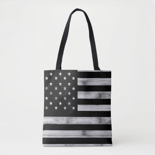 USA flagge Rustic Wood Schwarz-weiß Patriotic Amer Tasche (Vorderseite)