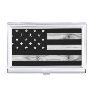 USA flagge Rustic Wood Schwarz-weiß Patriotic Amer Visitenkarten Dose