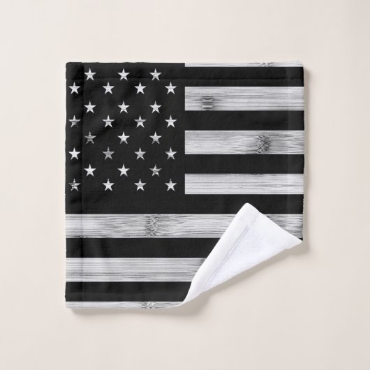 USA flagge Rustic Wood Schwarz-weiß Patriotic Amer Waschlappen (Waschlappen)