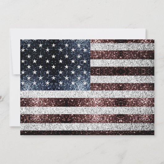USA Flagge rustikal rot-blau Glitzern 4. Juli Einladung (Rückseite)
