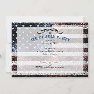 USA-Flagge rustikal rot weiß blau funkelt 4. Juli Einladung