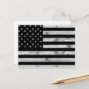 USA-Flagge Rustikales Holz Schwarz Weiß Patriotisc Postkarte