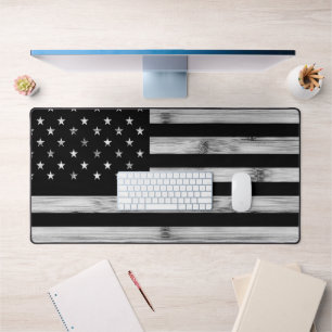 USA-Flagge Rustikales Holz Schwarz Weiß Patriotisc Schreibtischunterlage