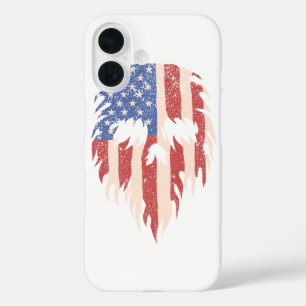 USA-Flagge Schädel Bart   Abgenutztes Patriotische iPhone 16 Hülle