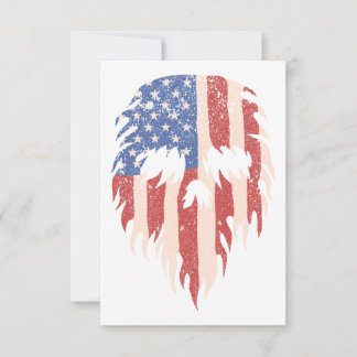 USA-Flagge Schädel Bart | Abgenutztes patriotische Dankeskarte