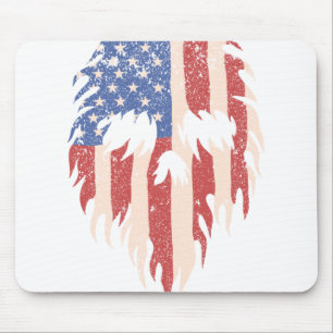 USA-Flagge Schädel Bart Abgenutztes Patriotische Mousepad