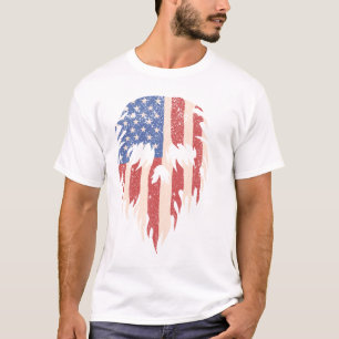 USA-Flagge Schädel Bart Abgenutztes Patriotische T-Shirt