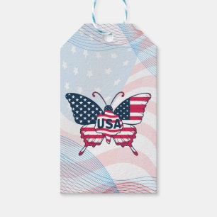 USA-Flagge Schmetterling Patriotisches Amerikanisc Geschenkanhänger