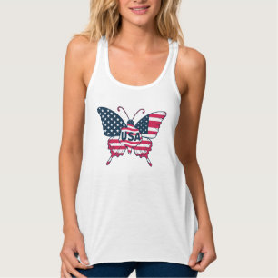 USA-Flagge Schmetterling Patriotisches Amerikanisc Tank Top