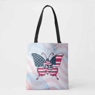 USA-Flagge Schmetterling Patriotisches Amerikanisc Tasche