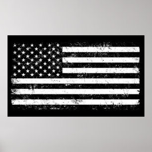 USA-Flagge, Schwarz und Weiß Poster