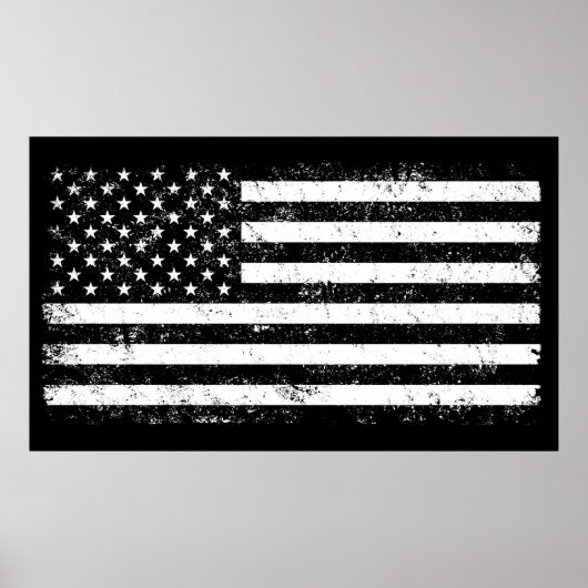 USA-Flagge, Schwarz und Weiß Poster (Vorne)