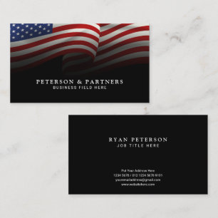USA-Flagge   Schwarz Visitenkarte