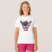 USA-Flagge Shaka-Zeichen T-Shirt (Vorne ganz)