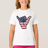 USA-Flagge Shaka-Zeichen T-Shirt (Vorderseite)