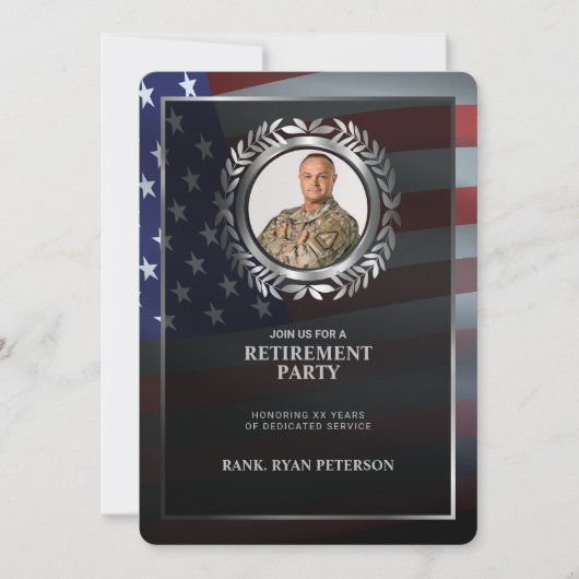 USA-Flagge | Silver Laurel Leaf | Luxusvergütung Einladung (Vorderseite)