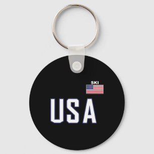 USA-Flagge Skiteam Coole Skiausrüstung für Skifahr Schlüsselanhänger
