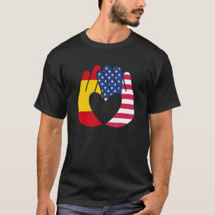 USA Flagge Spanien Flaggenfreundschaft Brüderschaf T-Shirt