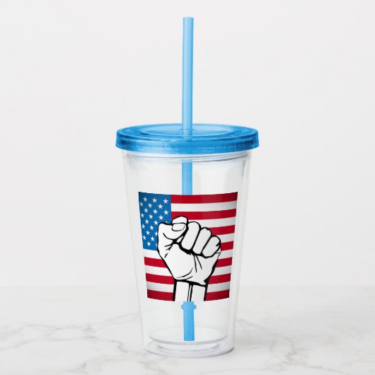 USA-Flagge| Steigende Faust Acryltrinkbecher (Vorderseite)