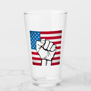USA-Flagge Steigende Faust Glas