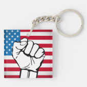 USA-Flagge| Steigende Faust Schlüsselanhänger (Rückseite)