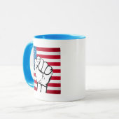 USA-Flagge| Steigende Faust Tasse (Vorderseite Links)