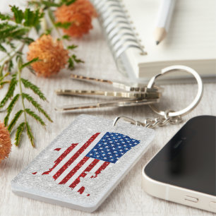 USA-Flagge Sterne & Streifen 4. Juli Glitter Schlüsselanhänger