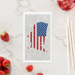 USA-Flagge Sterne & Streifen 4. Juli Glitter Serviette