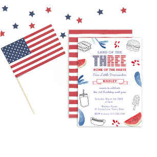 USA-Flagge Sterne und Streifen 3. Geburtstagsfeier Einladung