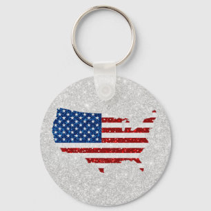 USA-Flagge Sterne und Streifen 4. Juli Glitter Schlüsselanhänger