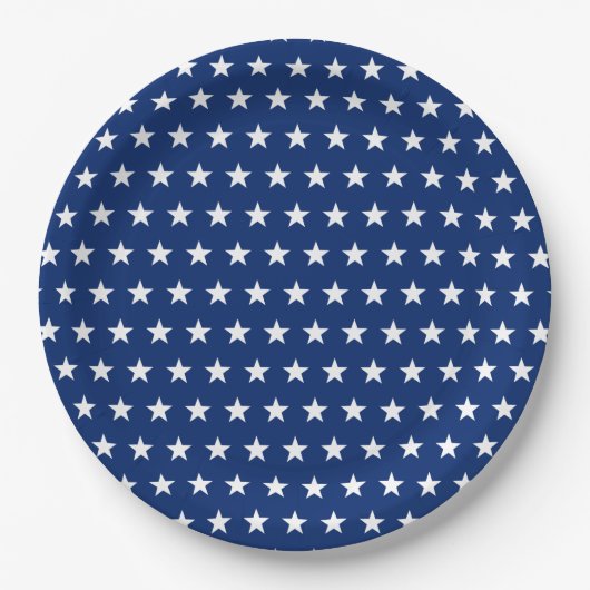 USA-Flagge Sternenmuster Blau Pappteller (Vorderseite)