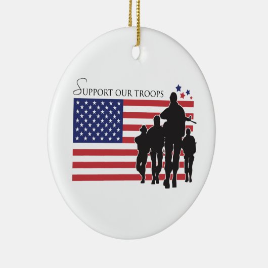 USA-Flagge - stützen Sie unsere Truppen Keramik Ornament (Rechts)
