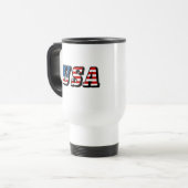 USA-Flagge Text Reisebecher (Vorderseite Links)