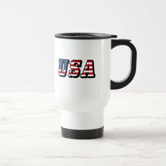 USA-Flagge Text Reisebecher (Rechts)