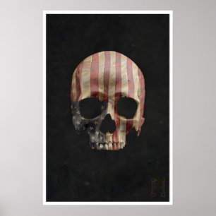 USA-Flagge-Totenkopf-Kunstposter Gothic Horror Hal Poster