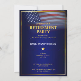 USA-Flagge | transparent | Goldrahmen | Luxury Blu Einladung