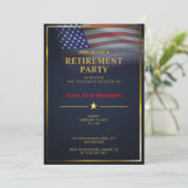 USA-Flagge | transparent | Goldrahmen | Luxury Blu Einladung (Stehend Vorderseite)