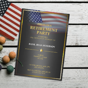 USA-Flagge   Transparent   Goldrahmen   Luxus Schw Einladung