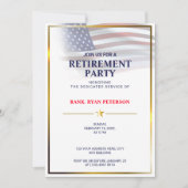 USA-Flagge | transparent | Goldrahmen | Luxus Whit Einladung (Vorderseite)