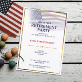 USA-Flagge | transparent | Goldrahmen | Luxus Whit Einladung