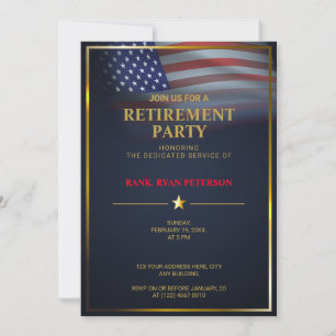 USA-Flagge   Transparent   Goldrahmen   Luxusblau Einladung