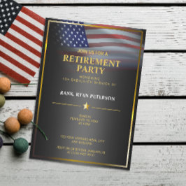 USA-Flagge | transparent | Goldrahmen | Luxusschwa Einladung