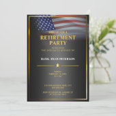 USA-Flagge | transparent | Goldrahmen | Luxusschwa Einladung (Stehend Vorderseite)