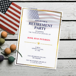 USA-Flagge   Transparent   Goldrahmen   Luxusweiß Einladung