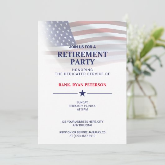 USA-Flagge | Transparente Einstufung | Classy Whit Einladung (Stehend Vorderseite)