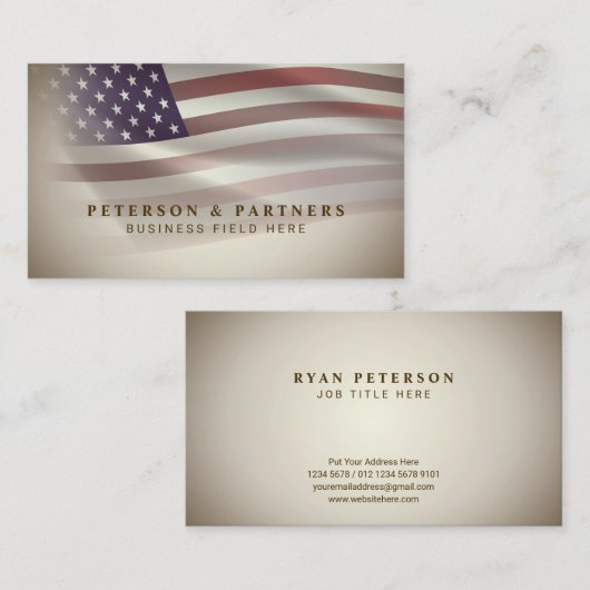 USA-Flagge | Transparente Einstufung | VINTAG Visitenkarte (Vorne/Hinten)