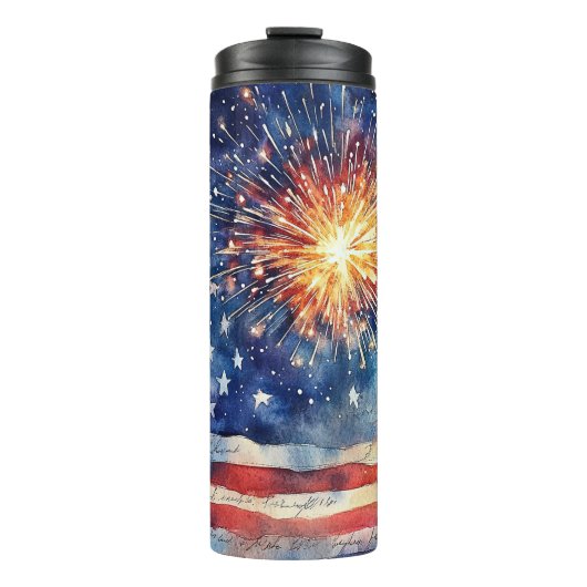 USA-Flagge. Treueschwur. Thermosbecher (Vorderseite)