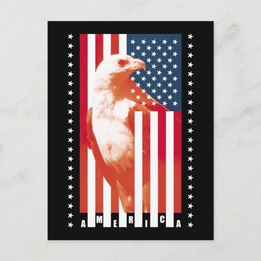 USA Flagge und Adler Postkarte (Vorderseite)