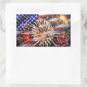 USA-Flagge und Feuerwerkskörper Rechteckiger Aufkleber (Tasche)