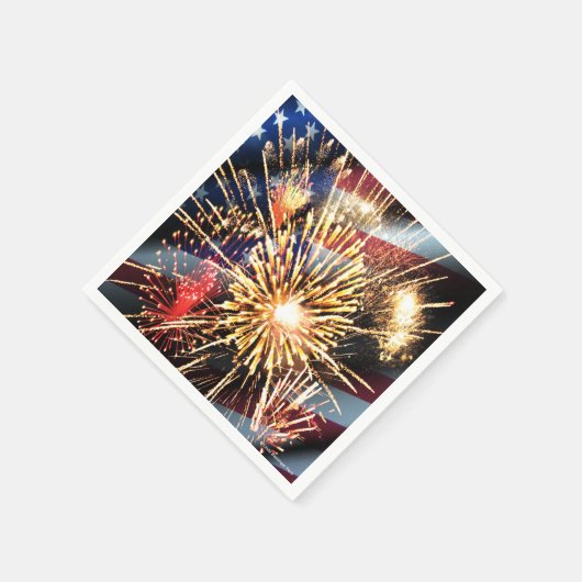 USA-Flagge und Feuerwerkskörper Serviette (Ecke)